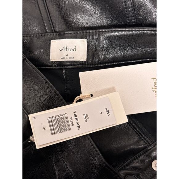 New Wilfred Pants 4 Womens Aritzia Rebel Straight Leg Seamed Faux Leather - Picture 6 of 7